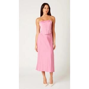 Nia Peony Lucas Corset and Penny Midi Skirt in Pink Peony Small NEW NWT